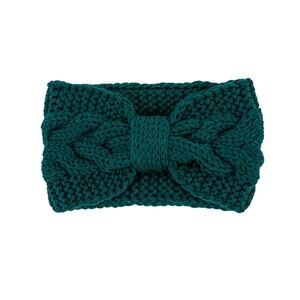 Green Knitted Bow Ear Warmer Stretchy Winter Headband NEW
